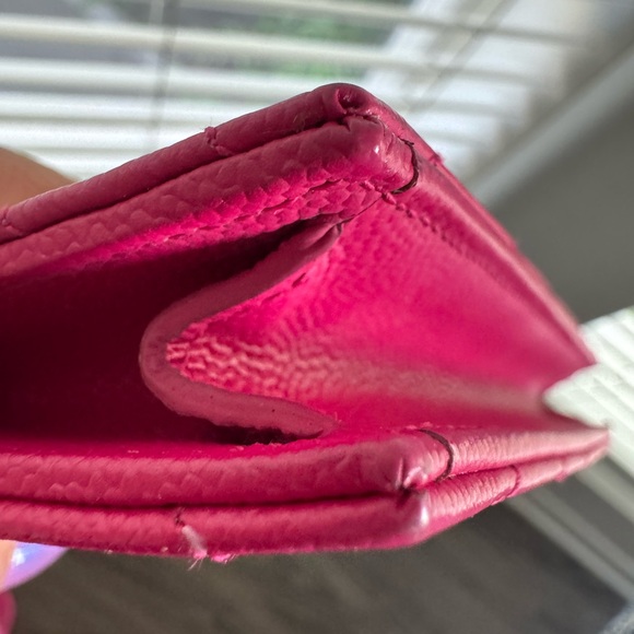 YSL Saint Laurent Bright Pink Chevron Quilted Caviar Leather Wallet on Chain WOC - Picture 16 of 17